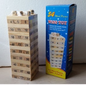 木制玩具 54原木数字层层叠 大号积木叠叠高 创意叠叠乐 桌面游戏