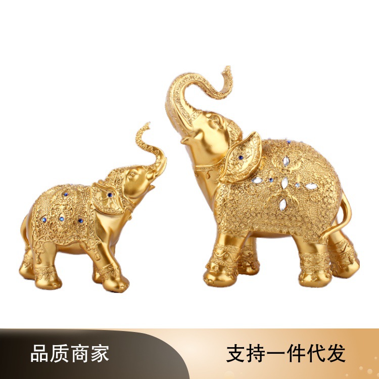 工艺品摆件 泰国树脂母子大象家居装饰摆设 结婚礼物 酒柜装品