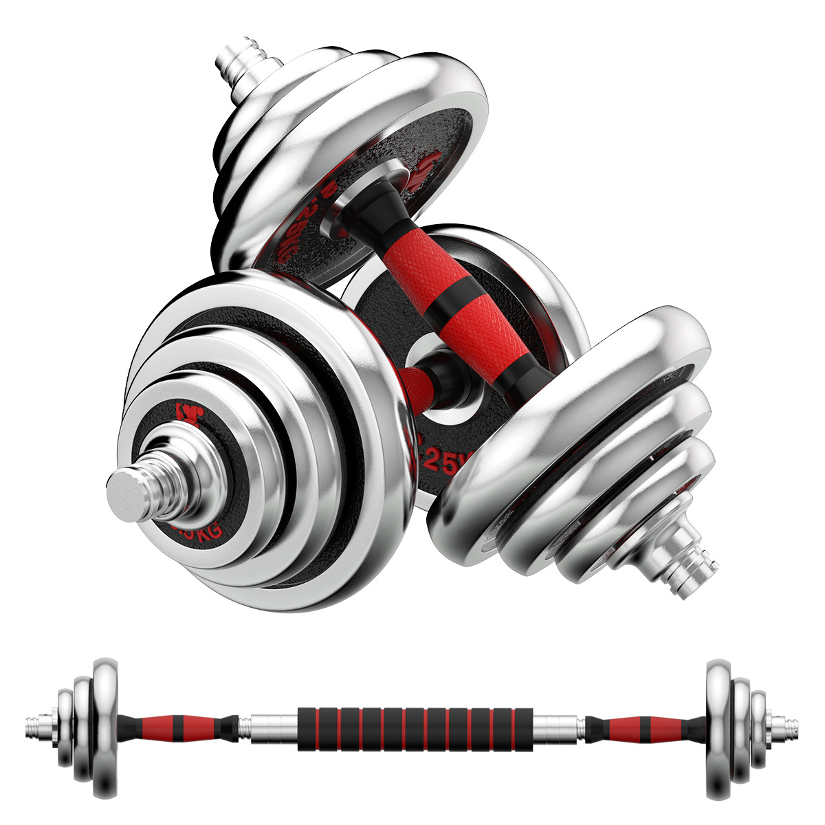 哑铃  电镀哑铃杠铃套装 男士杠铃组合套装家用运动健身器材批发