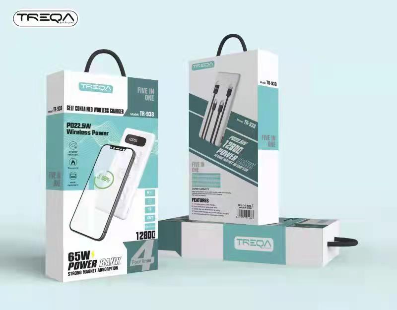 TREQA新品无线/PD双快充USB口超级快充自带4根线足10000充电宝