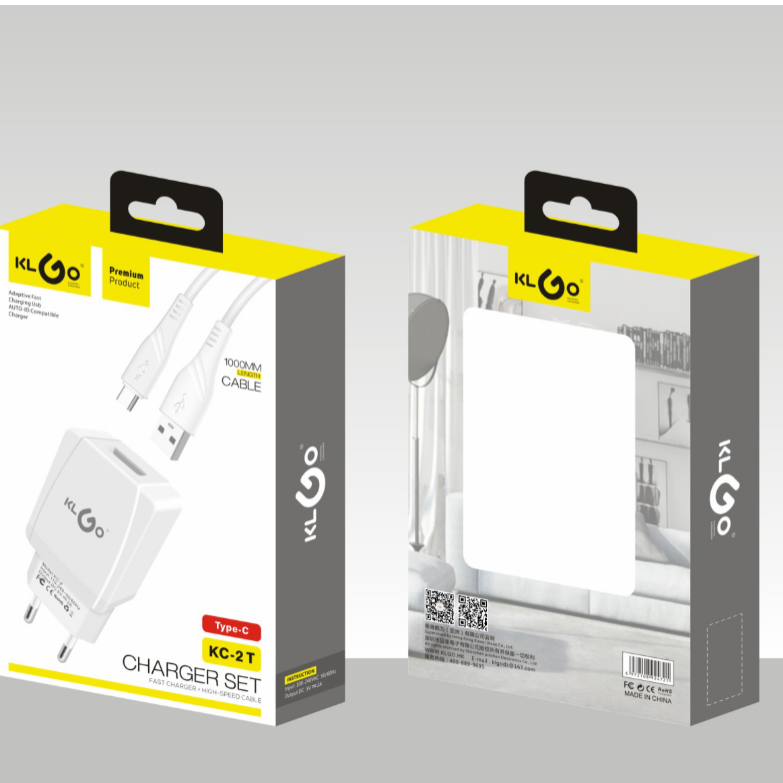 厂家直销KLGO酷为KC-2T/S/A带线快充插头2.1A充电器带线2.4A